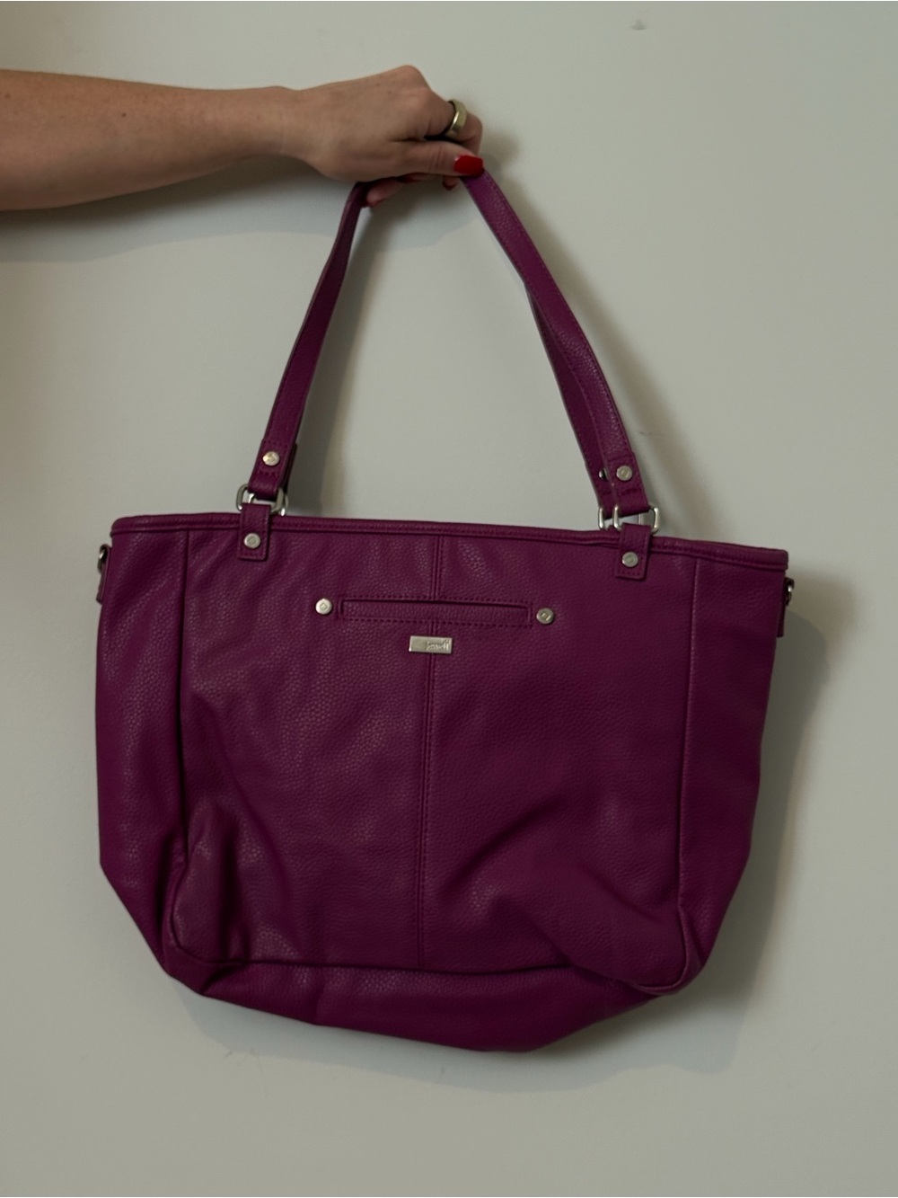 Jewell Women’s Magenta Pebbled Tote Bag - Everyday Shoulder Bag